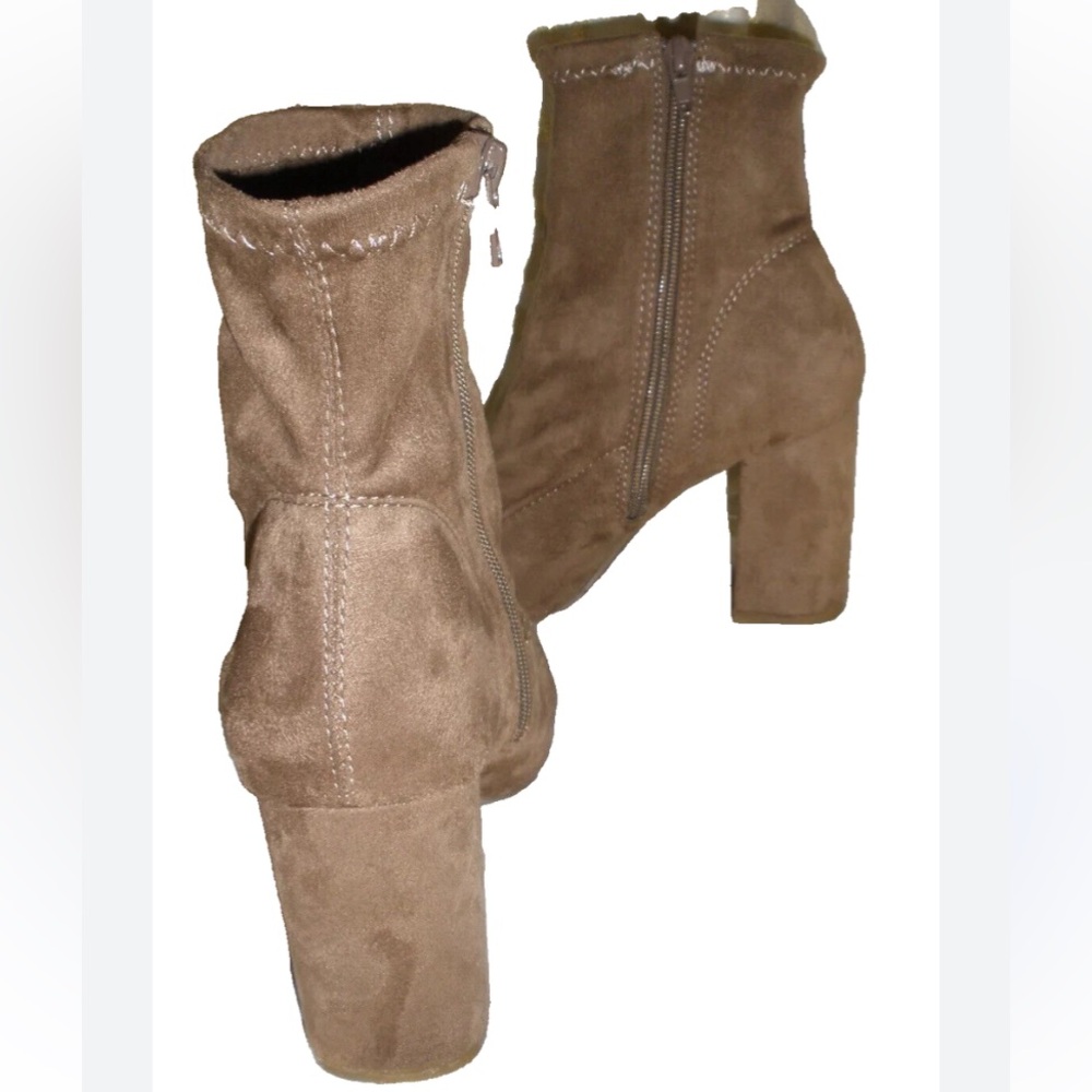 MIA BRAND VICKIE MULES CAMEL COLORED SUEDE-TEXTILE BOOTS - Picture 4 of 10